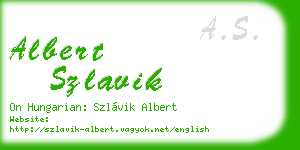 albert szlavik business card